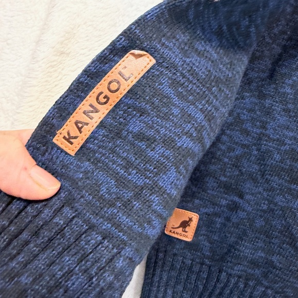Kangol Vintage Sweater Mens Size Large Blue Knit 1/4 Zip Preppy 100% Cotton - Picture 4 of 10